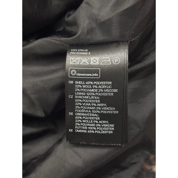 HM Womens Leopard Print Wool Blend Double Breasted Pea Coat Brown Black Size 2 - Picture 5 of 6